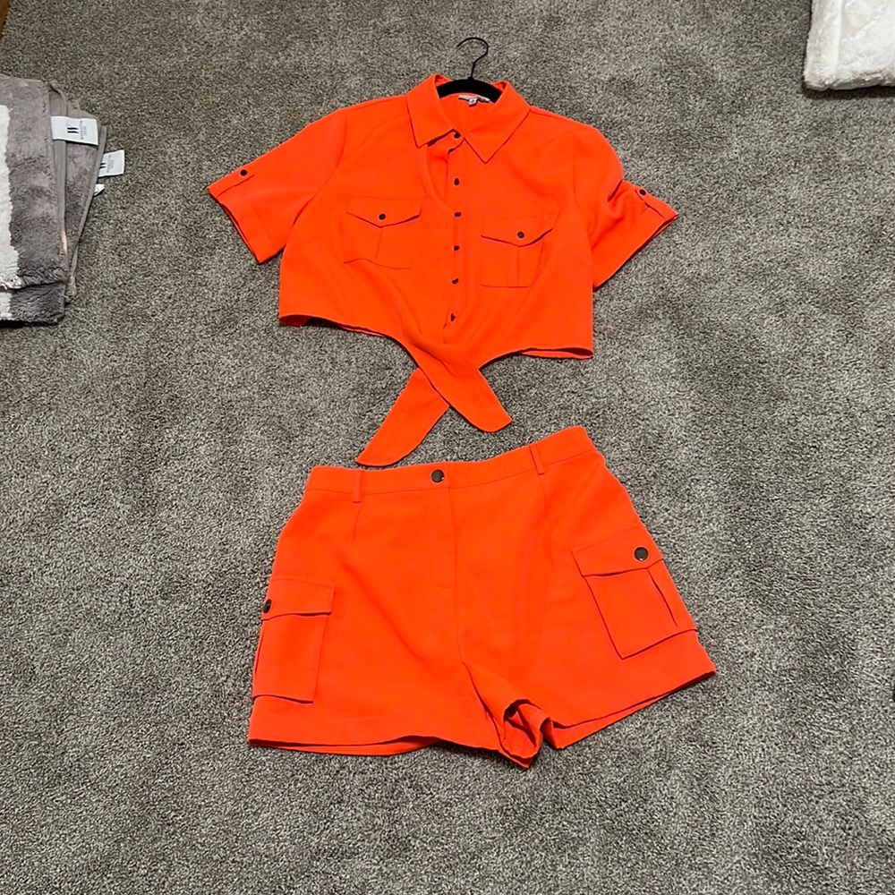Orange two piece short set